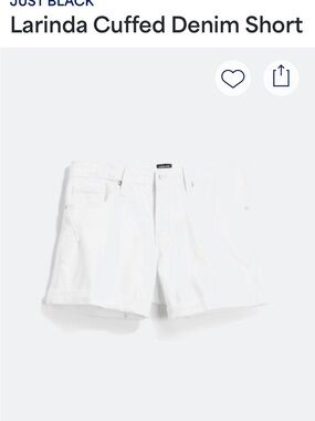 Just Black White Cuffed Denim Shorts